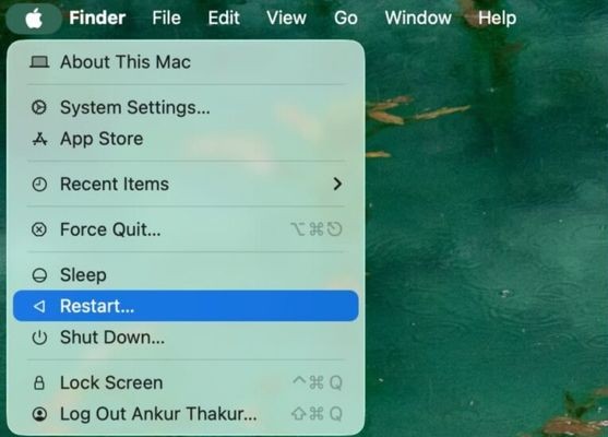 Hướng dẫn cách khôi phục Launchpad trên macOS 26 18 Chọn Restart