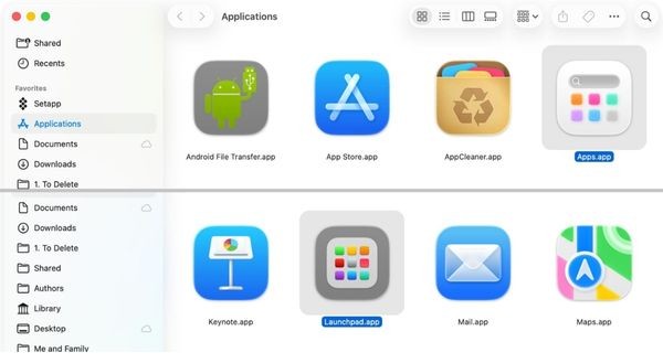 Hướng dẫn cách khôi phục Launchpad trên macOS 26 20 Ứng dụng Apps.app trong thư mục Applications sẽ biến mất