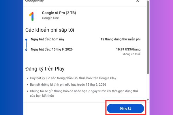 Cách nhận 1 năm Gemini Advanced miễn phí, bypass xác minh SheerID 20 Nhấn nút Đăng ký
