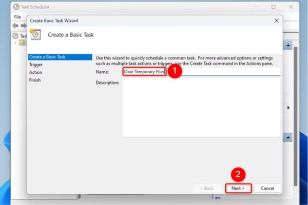 Hướng dẫn cách tự động xóa file tạm trên Windows 11 18 chọn Create Basic Task